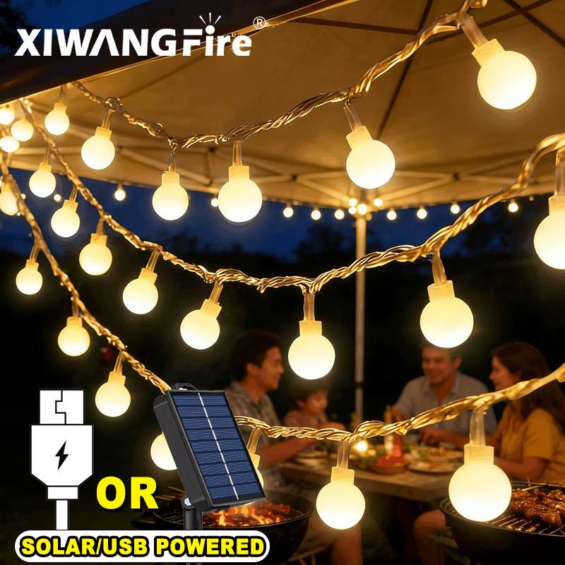 Outdoor Camping House - Guirlandes lumineuses solaires/USB/batterie de 3 à