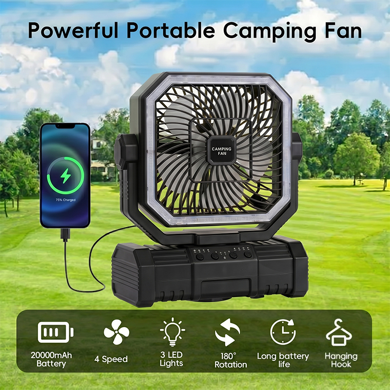 Outdoor Camping House - Ventilateur de plafond de camping 20000mAh,