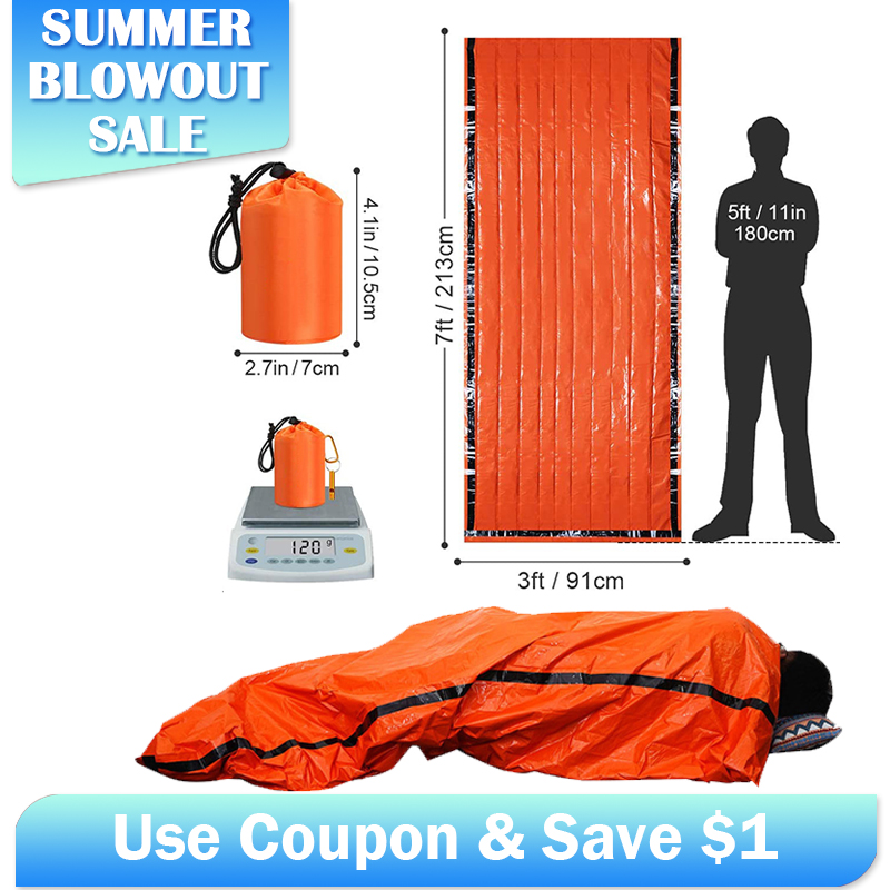 Outdoor Camping Essential Gear - Sac de couchage d'urgence en Mylar,