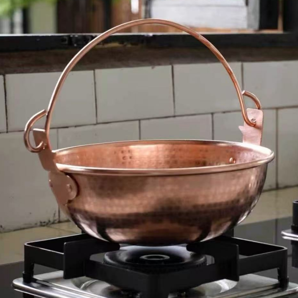 Outdoor Camping Utensils - Marmite suspendue en cuivre Vintage, Pot
