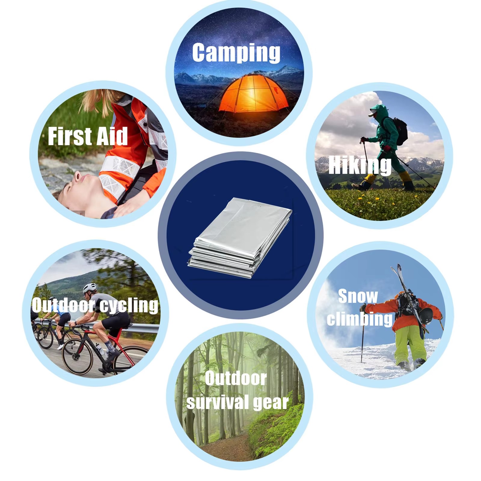 First Aid Kit Camping - 1/4 pièces, couverture de survie d’urgence