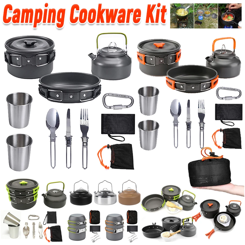 Outdoor Camping Utensils - Kit de cuisine de camping, bouilloire,