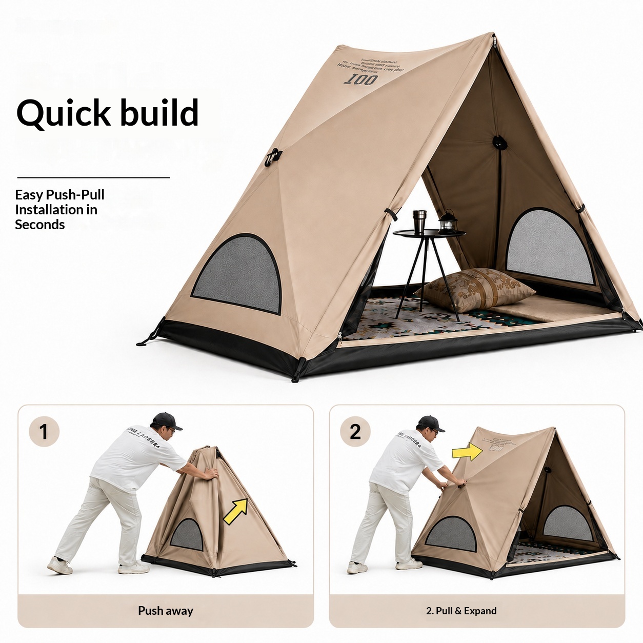 Tente triangulaire automatique - Outdoor Camping Automatic Quick Opening Tent avis et prix